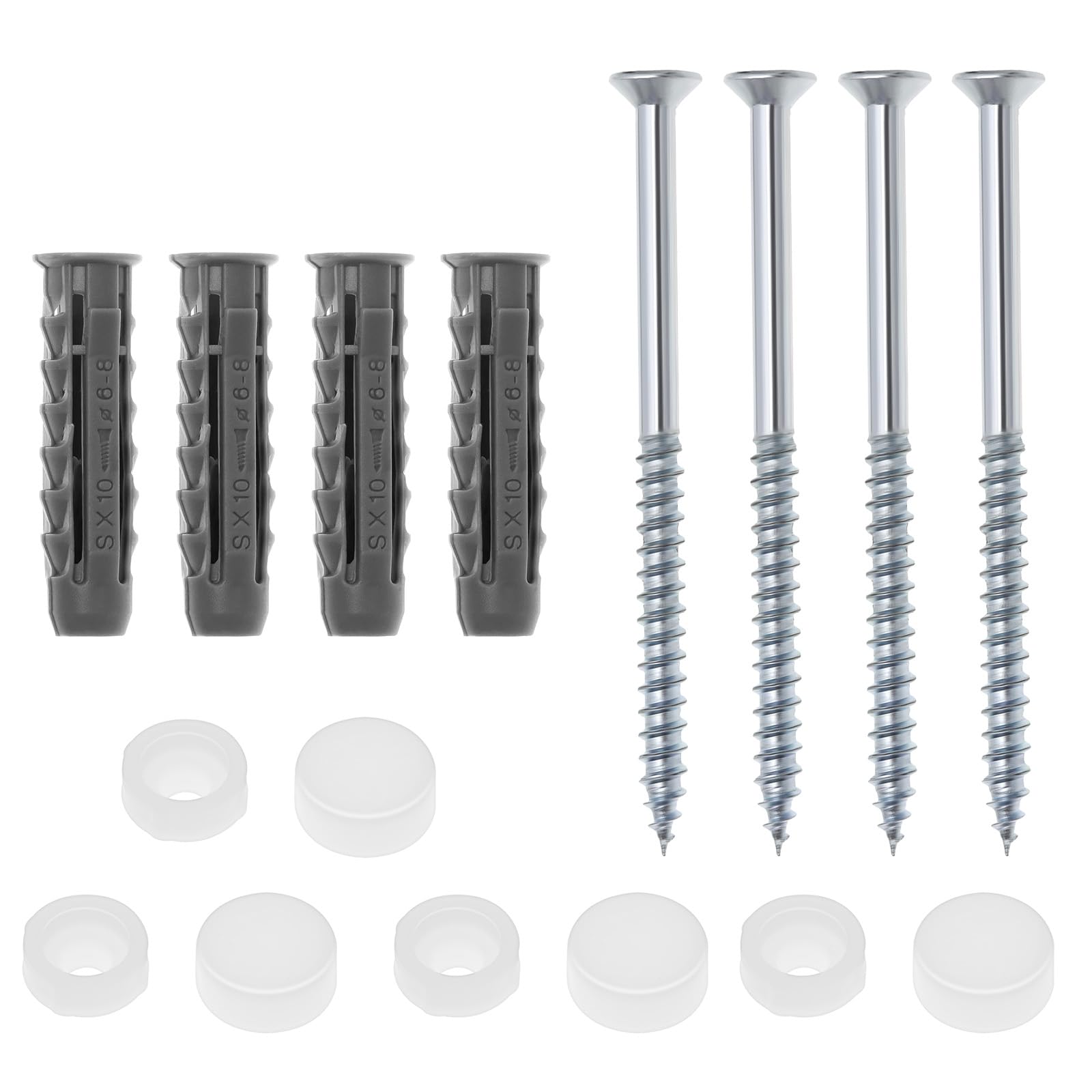 eMagTech 2 Sets Toilet Bidet Anchor Bolts Set Bathroom Toilet Pan to Floor Fixing Kit Repair Fitting Includes Screws Wall Plugs Washers End Caps