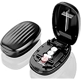 Pill Cutter Splitter for Small and Tiny Pills, 1/2 1/4 Pill Splitter for Small Pills,Vitamins, Tablets in Half or Quarters, Accurate and Easy Cutting, Stainless Steel Blade, Back Storage (Black)