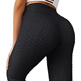 MOSHENGQI Women's Ruched Butt Lifting High Waist Yoga Pants Tummy Control Stretchy Workout Leggings Textured Booty Tights