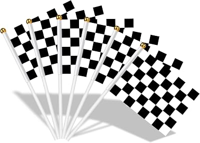 AhfuLife Checkered Stick Flags 14x21cm 30cm Pole 15Pcs Racing Car Decoration
