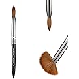 Aokitec Acrylic Nail Brush Size 14, Pure Kolinsky Hair Bristles Sturdy Wooden Handle Oval Crimped Sable Acrylic Brush Wood Nail Art Brush for Acrylic Powder Application Manicure Tool（Black）
