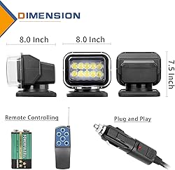 Remote Control Marine LED Search Spot Light, 8 Inch