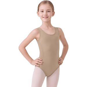 BESYDXN Girls Nude Tank Dance Leotards for Kids Ballet | Vertical ribbed stretch, Built-in crotch lining，Seamless Cut，Soft 4-