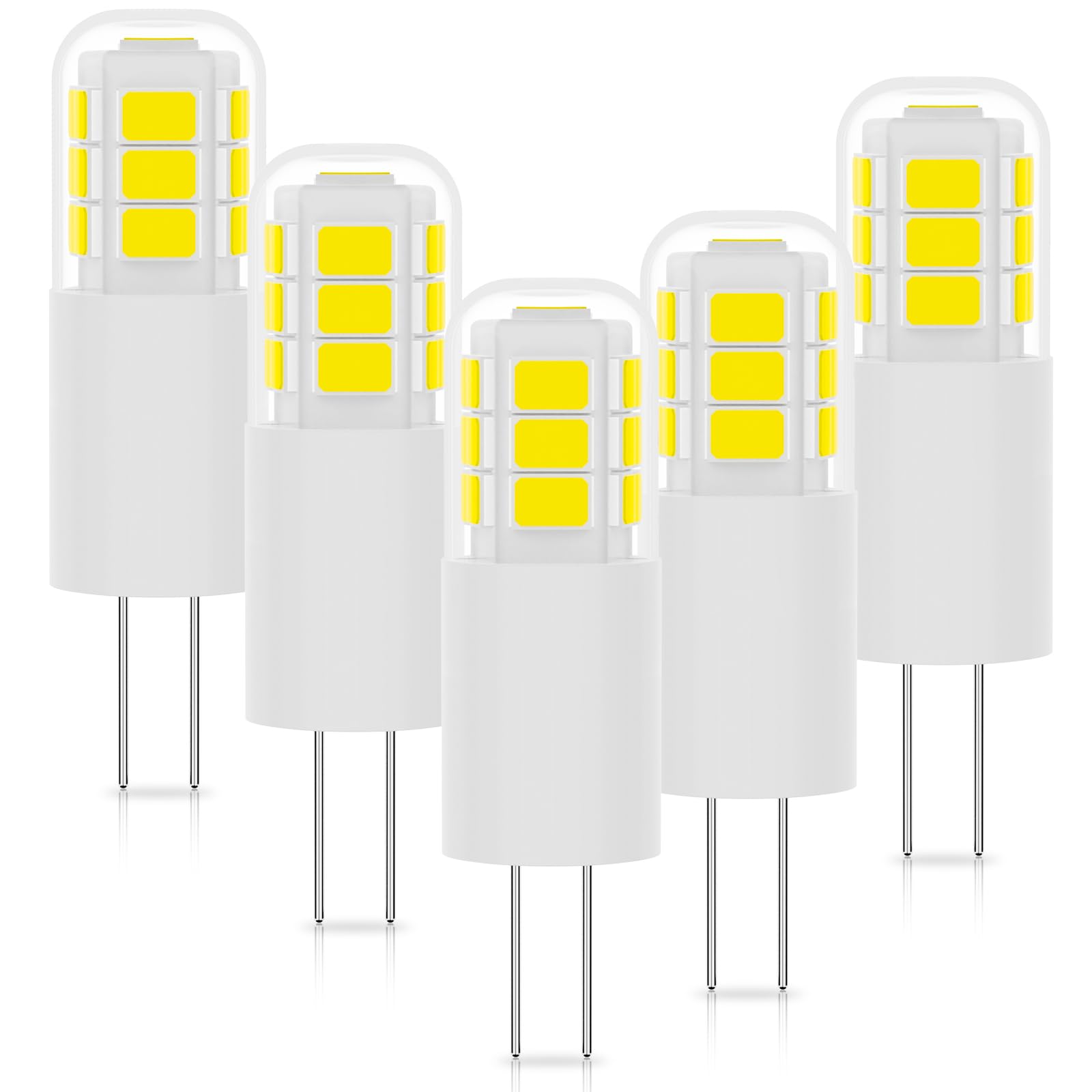 VIIVUU G4 LED Bulb, 2 W Equivalent Halogen Bulbs G4 12 V 20 W, Cool White 6000 K 250 LM Lamp, Light Eye Protection, for Cooker Hood, Chandelier, Desk Lamp, Pack of 5