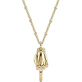 MEVECCO Gold Necklace for Women 18k Gold Plated Gesture Charm Pendant Necklace Handmade Jewelry for Valentine's Day Birthday Gifts