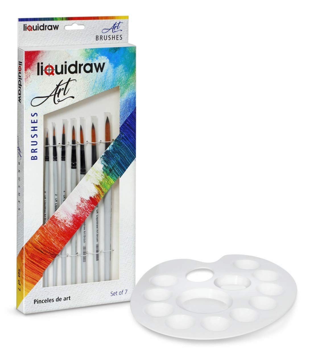 Liquidraw Paint Brushes Set Art Brushes For Acrylic, Oil & Watercolour Painting Palette Professional Artist Quality (Round + Palette)