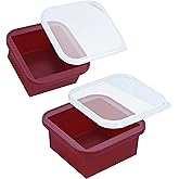 KEVJES 2-Cup Silicone Freezer Trays with Lids – Perfect for Meal Prep, Portion Control, and Easy Freezing-Meal Prep Container Molds for Soup,Leftovers (Cranberry, 2 Pack)