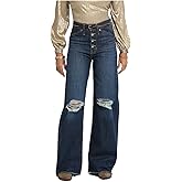 Cruel Denim Women's Skylar Sky-High Rise, Wide Leg Jeans - Dark Wash - CB74854001