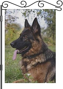 AOYEGO German Shepherd Dog Garden Flag 12.5x18 Inch Vertical Double Sided Portrait Field Training on The Grass Yard Garden House Flag for Outdoor Indoor Decoration