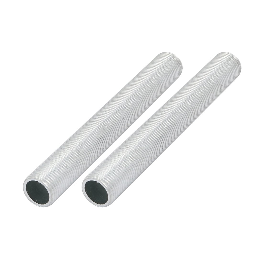 Sourcingmap Lamp Pipe Nipple, M12 Thread 90mm Length Hollow Lamps Repair Part Hardware for Lamp Lights, Zinc Alloy Silver Tone, Pack of 2