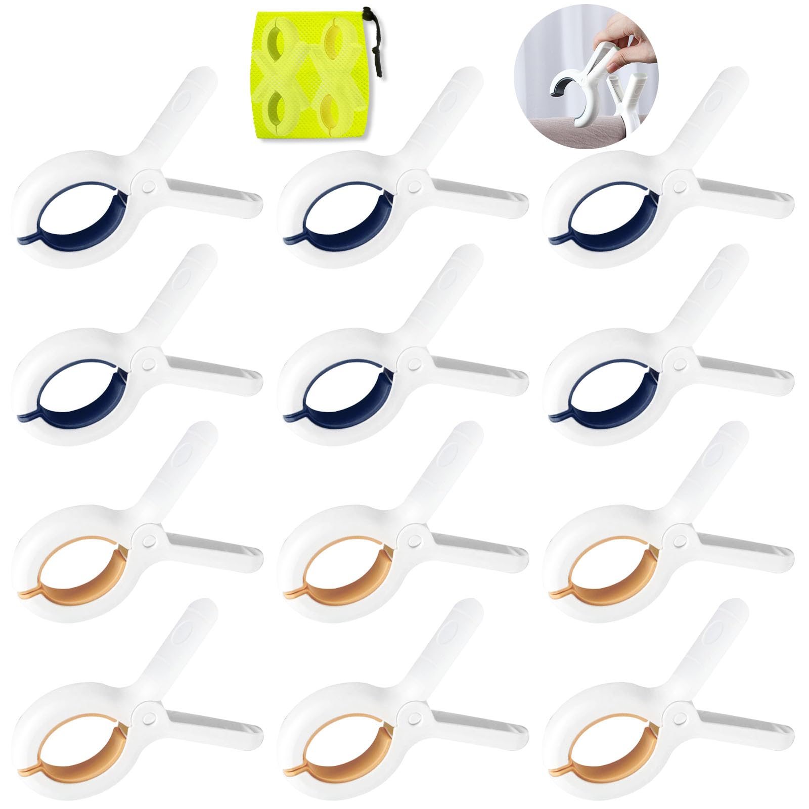 GAOHAN 12pcs Towel Clips for Sun Loungers,Beach Towel Clips,Plastic Towel Clips,Large Strong Grip Clothes Pegs,Large Beach Towel Clips for Sun Loungers,Laundry,Pool Chairs,Sunbeds