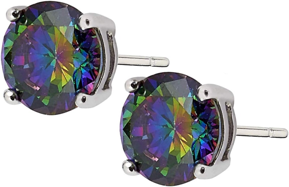 925 Sterling Silver Mystic Fire Cz Stud Earrings