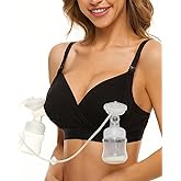 PUMPKIN PUMP Hands Free Pumping Bra, Adjustable Nursing Bra for Breastfeeding, V Neck Comfortable Bra Fits All Breast Pumps