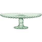 Amici Home Vintage Amber Glass Cake Stand - 10.5" Round Footed Serving Platter For Desserts