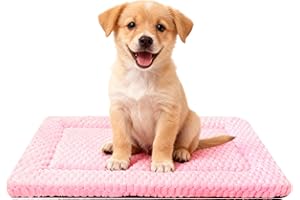 SUNSHE Dog Bed Mat,Reversible & Ultra Soft Kennel Pad-Machine Washable Pet Bed for Dogs & Cats-All-Weather Crate Liner for Crates,Carriers & Travel (Pink, 24" L x 18" W x 1.5" Th)