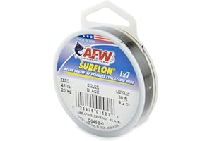 AFW American Fishing Wire Surflon Nylon Coated 1x7 Stainless Steel Leader Wire - Fishing Leader Line for Saltwater, 10lb Test - 250lb Test in Bright, Black, Camo in 30ft, 100ft, 300ft and 1,000ft Lengths