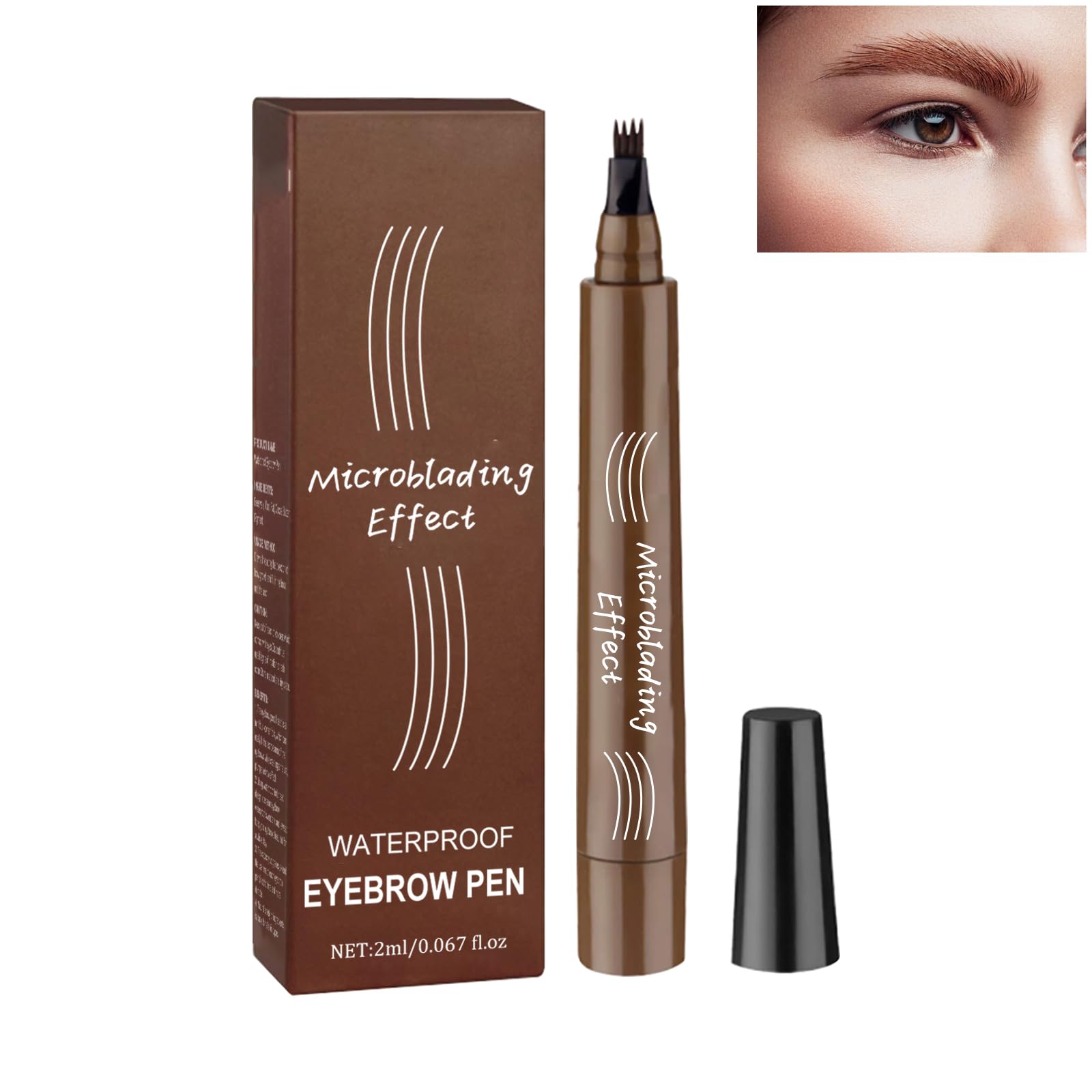 Eyebrow Pencil With Micro Fork Tip Applicator, Waterproof Eyebrow Pencil Wipe-proof Eyebrow Tattoo Pen, Effortlessly Creates Natural Looking Brows (Brown)