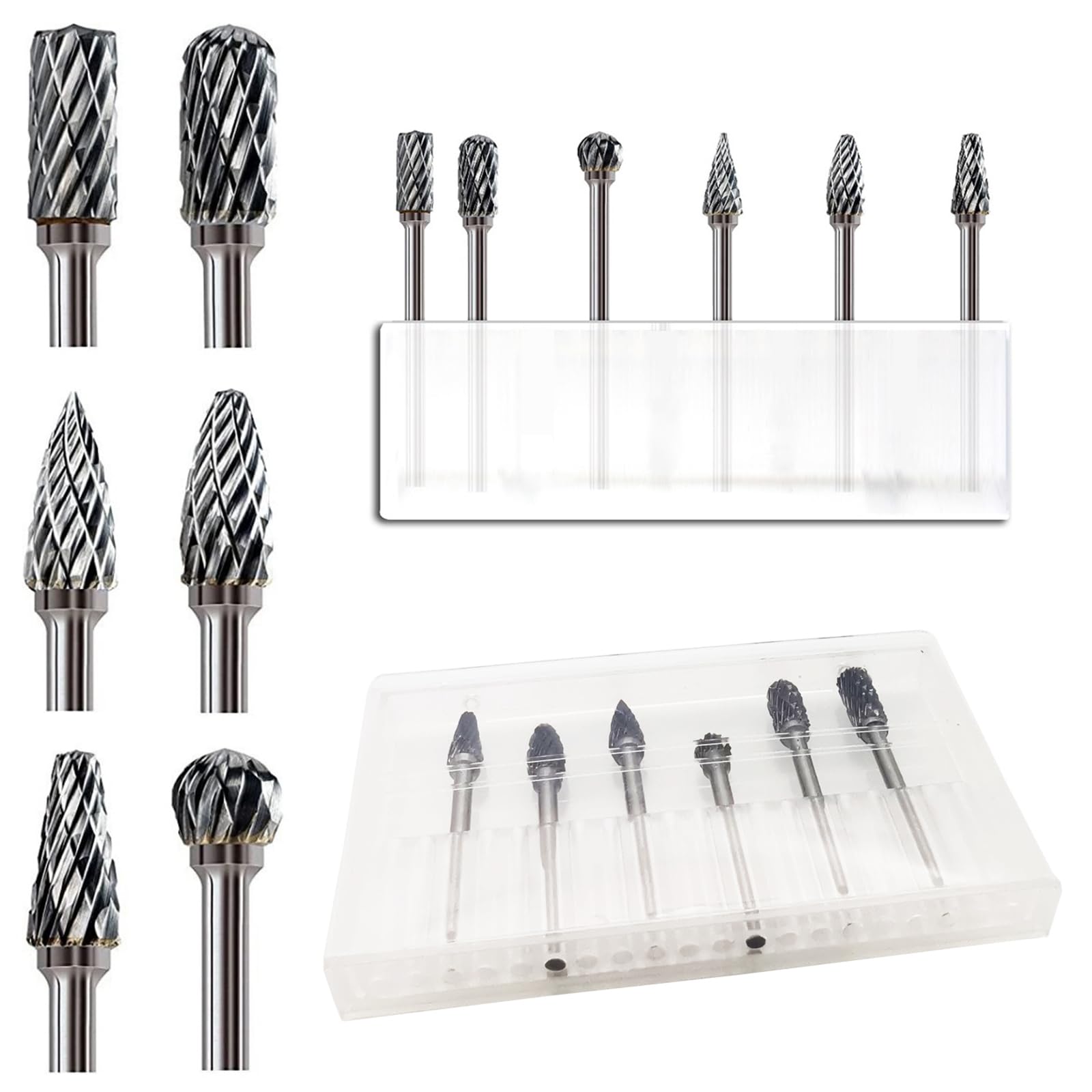 Burr Set, CTRICALVER 6Pcs Grinder Wood Drill Set, 3 * 6mm double slot Grinding Bits, Tungsten Steel Rotary Tool Bits, Suitable for wood, DIY Wood Carving, Grinding, Polishing, Drilling
