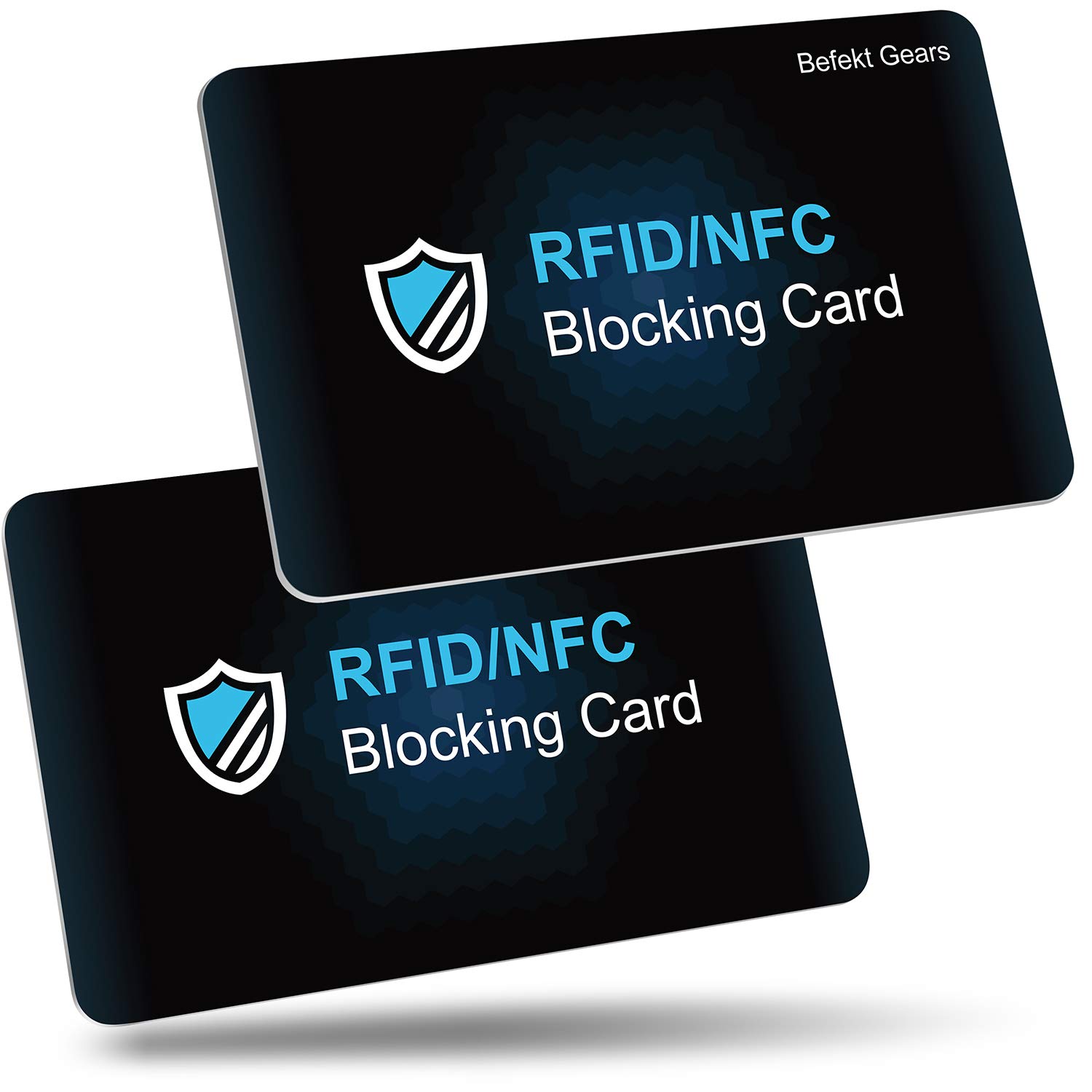 Befekt Gears RFID/NFC Blocking Card 2 Pack, Credit Card Protector, Contactless Protection for Identity Document, Passport, Entire Wallet etc -No Batteries Required