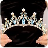 Rannyrena Baroque Pearl Crystal Wedding Tiaras and Crowns for Women Elegant Bridal Pearl Rhinestone Crown Queen Princess Costume Accessories for Birthday Party Prom