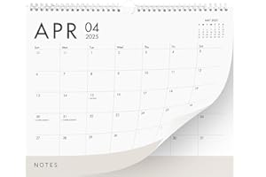 MAKAPLAN Horizontal Wall Calendar 2025-2026, 18 Months Hanging Calendar (January 2025 to June 2026) Modern White Design with Beige Notes Section 11x13.5 Inches