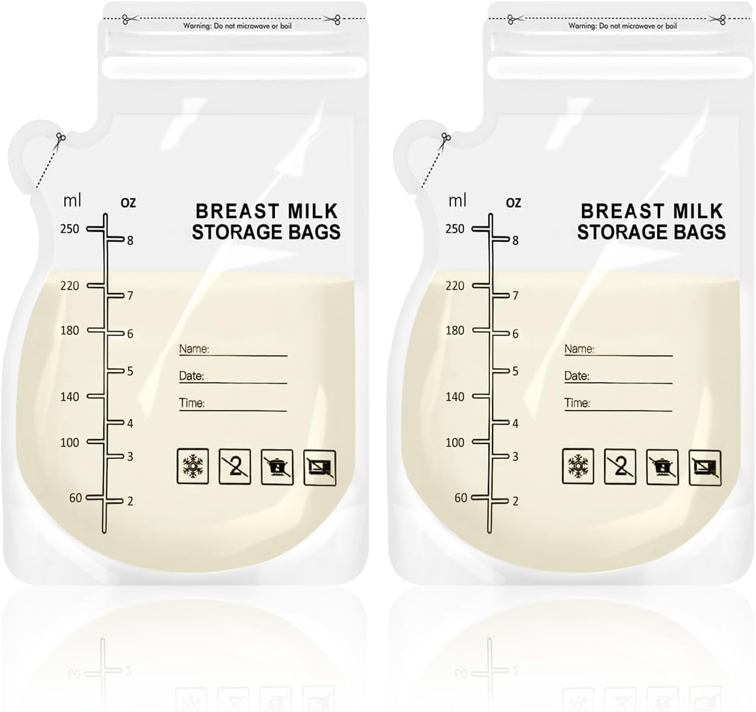 30 Pack Breast Milk Storage Bags – Leak-Proof, BPA-Free, Freezer Safe, Self-Standing & Pre-Sterilised – 250ml (9oz) for Safe & Easy Milk Storage