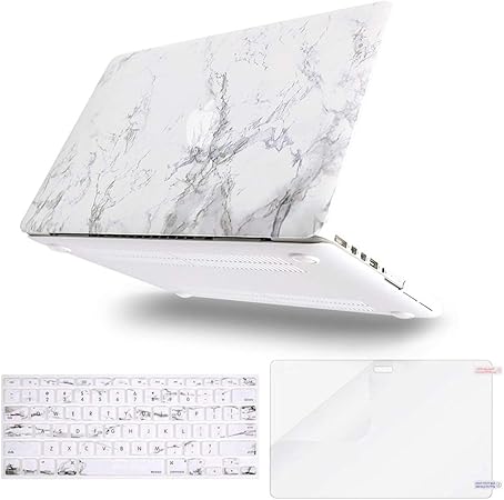 Amazon Com Mosiso Compatible With Macbook Pro 13 Inch Case 15 14 13 End 12 A1502 A1425 Protective Plastic Pattern Hard Shell Case Keyboard Cover Skin Screen Protector White Marble Computers Accessories