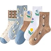 IIG Women's Funny Crew Socks Novelty Cute Patterned Socks 5 Pairs Gifts for Girls