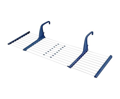 BigDean Heizkörper Balkon Wäschetrockner ausziehbar Teleskop 7-12,5 m Balkonwäschetrockner Wäscheständer