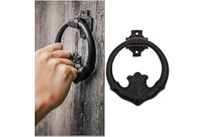 SAKEGA Irish Claddagh-Style Medieval Cast Iron Door Knocker (1 Pc) | Black Rust-Protective Coating, Heavy Vintage Hardware for Front Doors, Gates, Cottages & Farmhouses