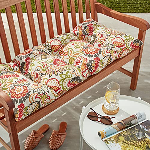 Pillow Perfect Indoor/Outdoor Zoe Multicolor Swing/Bench Cushion,Green