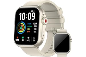 Jacoosa Smart Watch, 1000mAh Battery, 1.85" HD Watches with Pedometer, Fitness Watch for Android iOS (Beige)