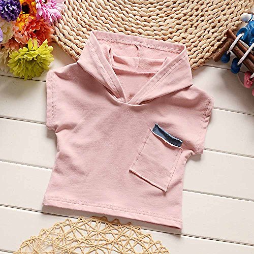 Kehen 2pcs Kids Autumn Outfits Set Stripes Long Sleeve Cotton Hoodies Tops + Elastic Long Pants (#2 Pink, 3T) - Thumbnail 3