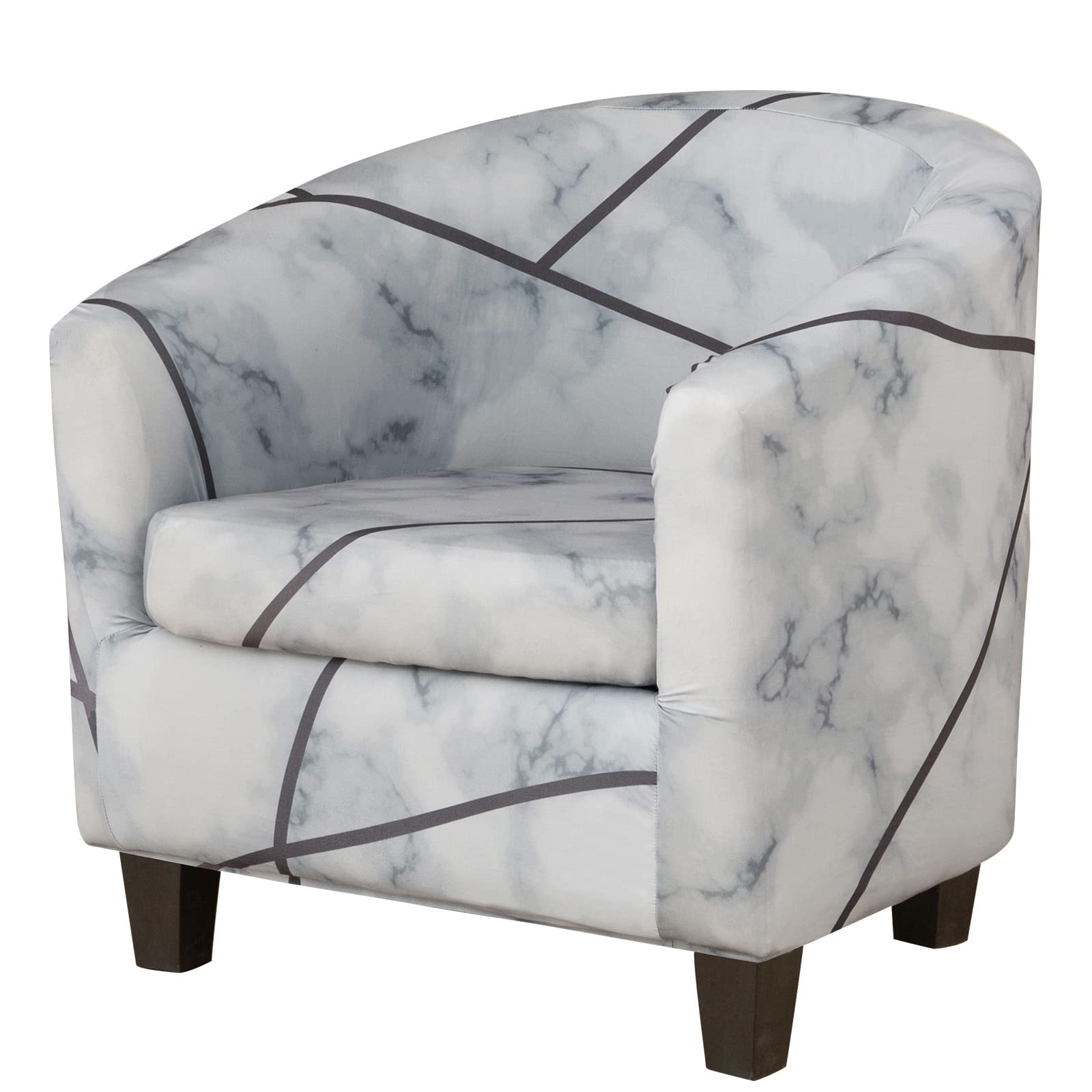 2 Piece Tub Chair Cover Set - High Stretch Printed Soft Club Armchair Slipcover for Dining, Living Room, Cafe, Bar, Office Reception (Print 16)