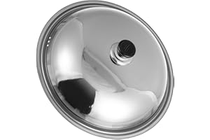 ULDIGI 14 Inch Stainless Steel Cooking Lid with Knob Featuring Multi-Purpose Use and Splash Protection for