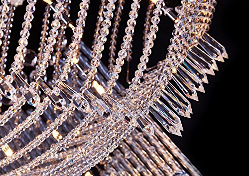 Saint Mossi Modern Crystal Raindrop Chandelier Lighting Flush mount LED Ceiling Light Fixture Pendant Lamp for Dining Room Bathroom Bedroom Livingroom 13 X G9 Bulbs Required H7" X W24" X L32" - Thumbnail 4