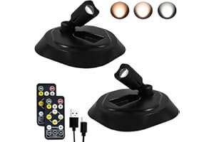 HOFUY Wireless LED Spotlight Indoor with Remote Up Lights Indoor, Battery Powered Picture Lights, Rechargeable Spot Lights with 3CTT, Dimmable Timer Art Lights Accent Uplighting for Plant Wall, 2 Pack