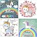 Cute Rainbow Unicorn Headphones/Earphones with Pink Carry Case & 12 pc Unicorn Sticker Gift Set for Kids, Tweens, & Teens Girls Birthday Gift