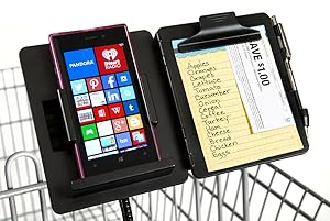 GalsShopper Black - All In 1 Shopping Organizer,1 Clip On Any Shopping Cart Handlebar,Holds Any Size Smart Phone/List/Coupons/Pen, HandsFree for Clothes,Shoes,Kids,Groceries/Compact In Handbag or Home