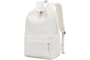 BLUBOON School Backpack for Teen Girls Women Laptop Backpack College Bookbags Middle School Travel Work Commuter Back Pack(Solid Beige)