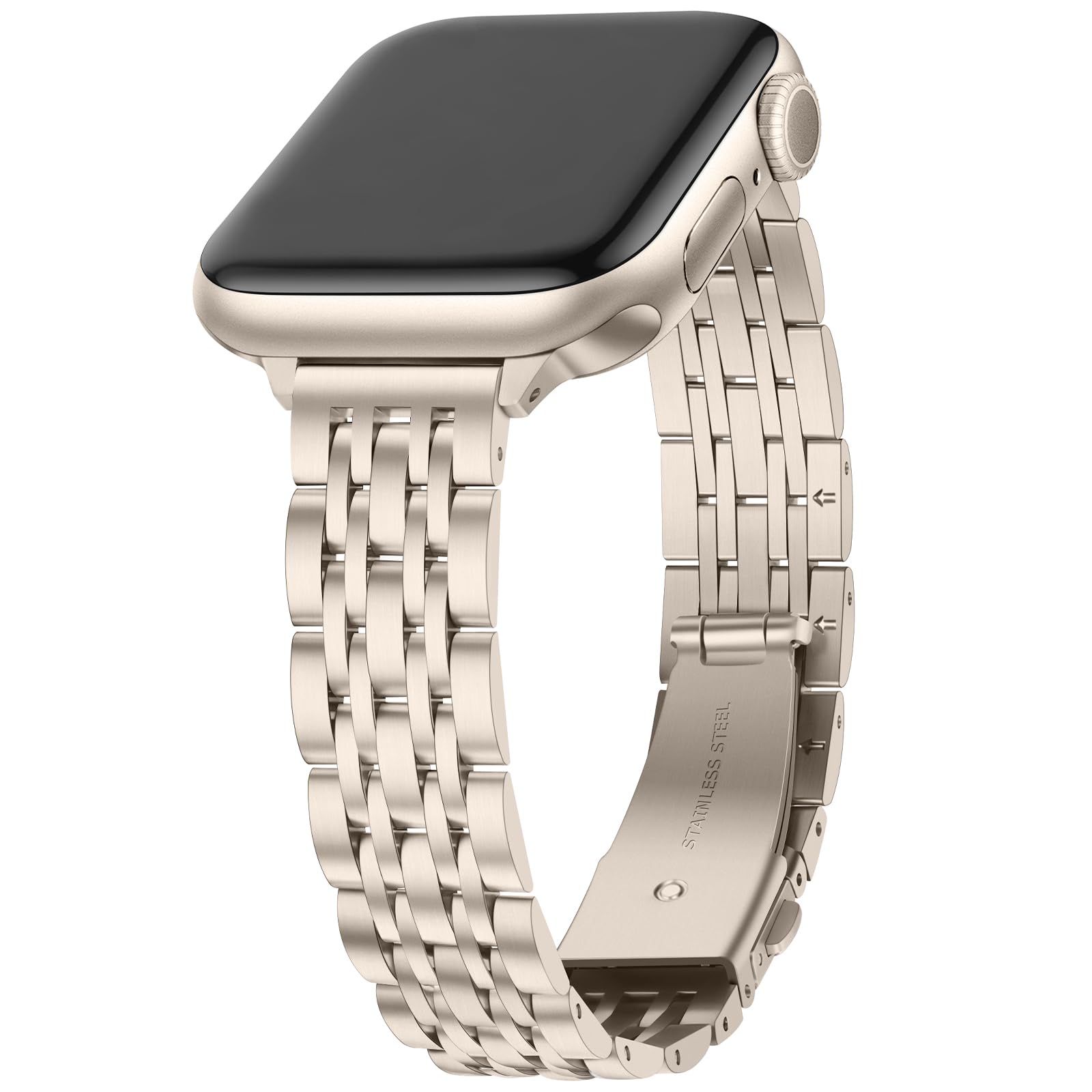 Anlinser Metal Straps Compatible with Apple Watch Strap for Women 49/46/45/44/42/41/40/38mm, Slim Band Designed for iWatch Series 11 10 9 8 7 6 5 4-1 SE (42/41/40/38, Starlight)
