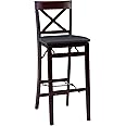 Linon Triena X Back Folding Bar Stool, Merlot/Brown