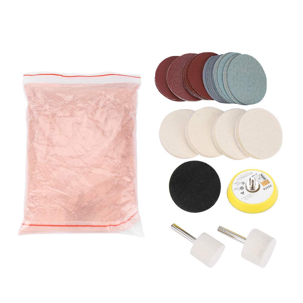 34pcs Glass Polishing Kit, Polishing Powder/Polishing Wheel/Polishing Pad/Abrasive Disc for Windscreen and Glass