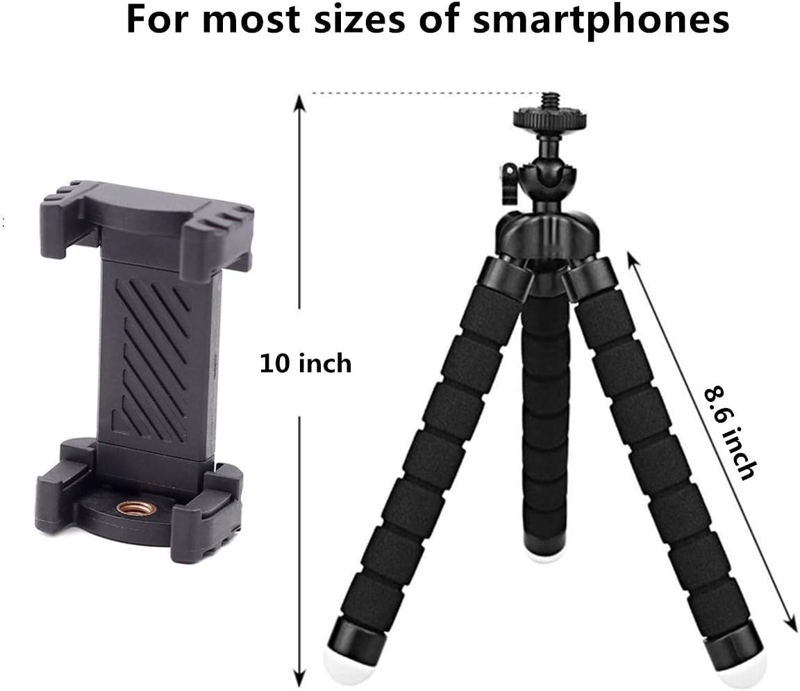 Premium Phone Tripod, Flexible Tripod Compatible with Phone/Android Samsung Mini Tripod Stand Holder for Camera Mobile Cell Phone 10'' : Camera & Photo
