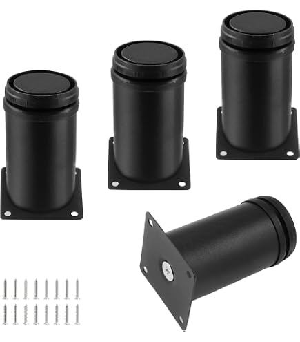 Adjustable Aluminum Furniture Legs – 4-Pack 80x70mm Cabinet Feet With 0-15mm Leveling, Black Finish, Includes Screws, Load Capacity 60kg