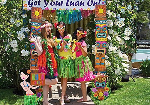 BOSHENG Green Artificial Fern Leaf Tropical Lei Necklaces,Pack of 30
