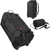 Vrtisa 85L 29“ Foldable Rolling Backpack with Wheels, Soft-side Travel Duffle Bag with Separate Shoe Compartment, Full Quilted Bottom,Black