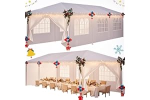 HOTEEL 10x30 Party Tent with 8 Removable Sidewalls for Parties, Weddings, BBQ, Baby Shower, Waterproof Outdoor Event Canopy, Patio Camping Gazebo, Carpas para Fiestas, White