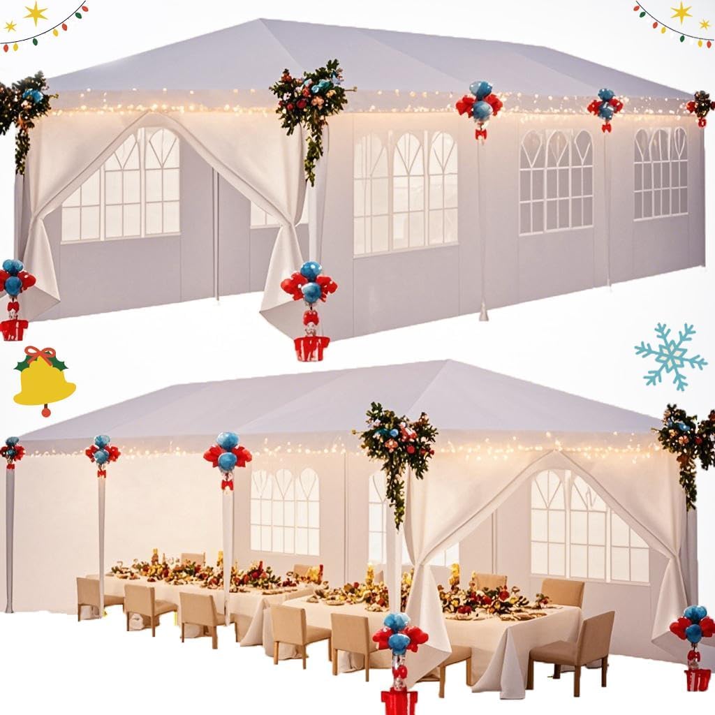 Photo 1 of *** PARTS ONLY *** HOTEEL 10'x30' Canopy Party Tent with 6 Removable Sidewalls, Outdoor Event for Weddings, BBQ, Parties, Patio Camping Gazebo, Waterproof, White