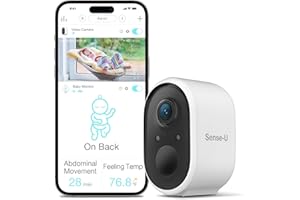 Sense-U Smart Baby Monitor Camera 2 for Both Indoor and Outdoor Use, PIR Motion Detection, 1080P HD, 2-Way Audio, Night Vision, Solar-Powered with Long Battery Life, Weatherproof, No Monthly Fee
